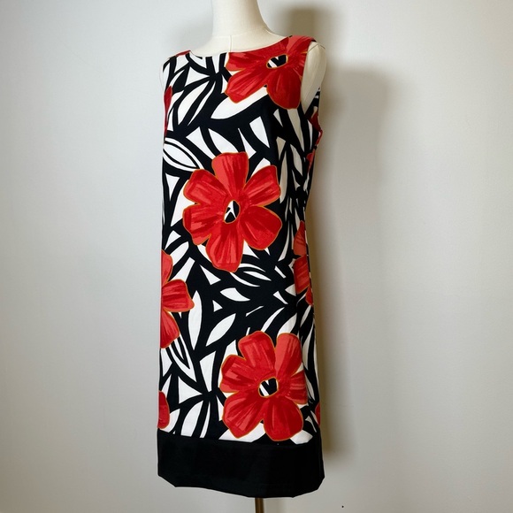 Alyx Red Black White Floral Sleeveless Midi Dress Women’s Size 12 - Picture 4 of 10